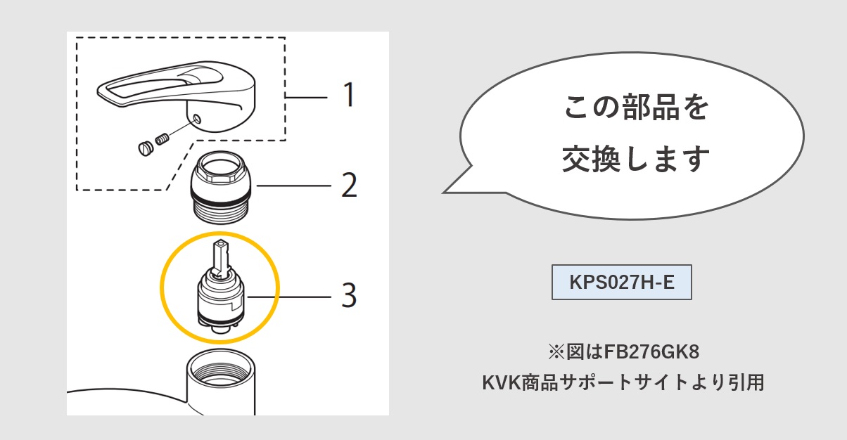 バルブカートリッジ「KPS027H-E」 修理・交換説明図